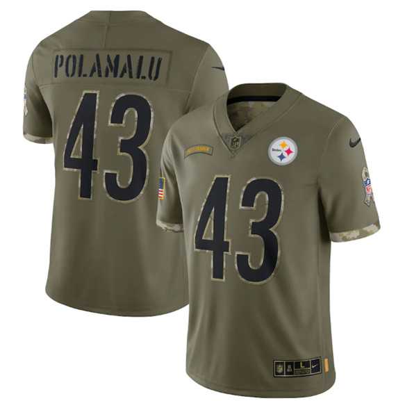Men's Pittsburgh Steelers #43 Troy Polamalu 2022 Olive Salute To Service Limited Stitched Jersey,We sell and wholesale Men's Pittsburgh Steelers #43 Troy Polamalu 2022 Olive Salute To Service Limited Stitched Jersey on line form chian!